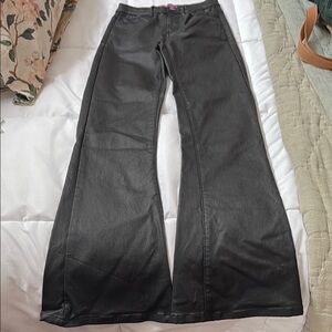 Edikted Coated Black Flared Pants Size XS